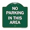 Signmission Designer Series Sign No Parking in This Area, Green & White Aluminum Sign, 18" x 18", GW-1818-23715 A-DES-GW-1818-23715 - alternate 1